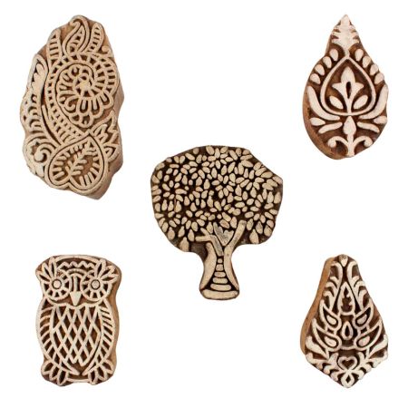 Set of 5 Piece New Mix Wooden Printing Blocks